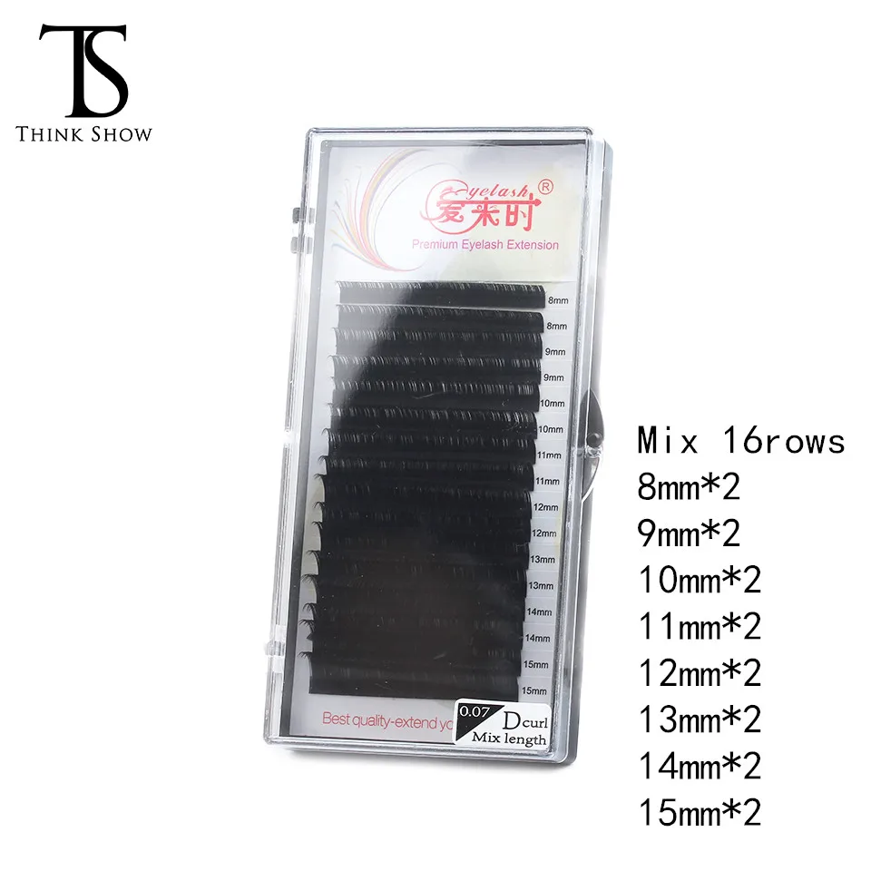 

NEWCOME 16 Lines/Tray Eyelash Extension 8-15mm mixed Individual Lashes soft in one tray Faux Mink Korean Silk Eye Lash