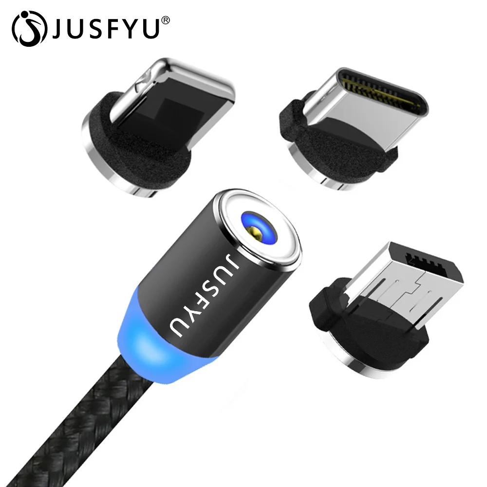 

360 LED Magnetic Charging Cable for iPhone XR XS MAX X 8 7 6 6S Plus Mobile Phone Magnet Charger Micro USB C Cable Type C Wire