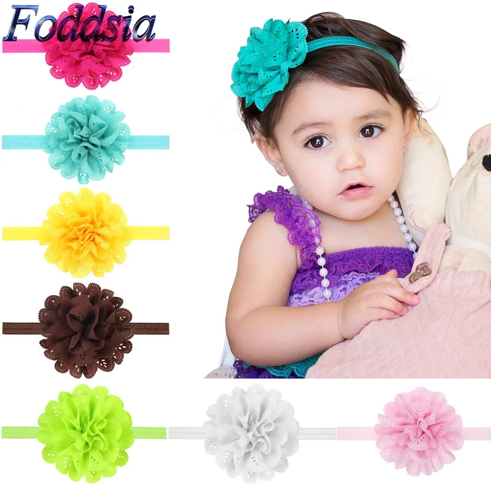 Foddsia 12Pcs Girls Flower Headbands hollow out Elastic hairband