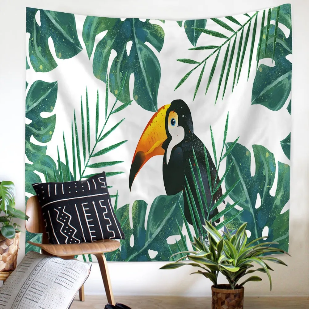 Large leaves Tapestry Woodpecker Wall Cloth Hanging decoration Picnic comfortable good quality Elegant style | Дом и сад