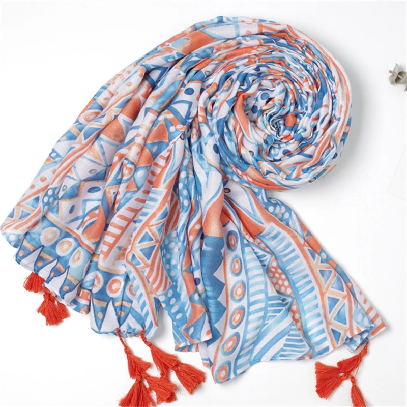 

Fashion Bohemian Ethnic Plaid Viscose Shawl Scarf Spain Luxury Brand Popular Design Bufandas Mujer Headband Foulard Muslim Hijab
