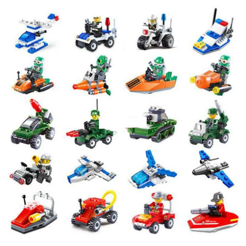 

10 Style Mini Cartoon Legoings Model Building Stacking Blocks Airplane Tank DIY Educational Toy for Kid Birthday Xmas Gifts Toys