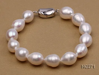 

Unique Pearls jewellery Store Top Quality 10-11mm White Rice Shaper Natural Freshwater Pearl Bracelet 19cm S925 Silver Clasp