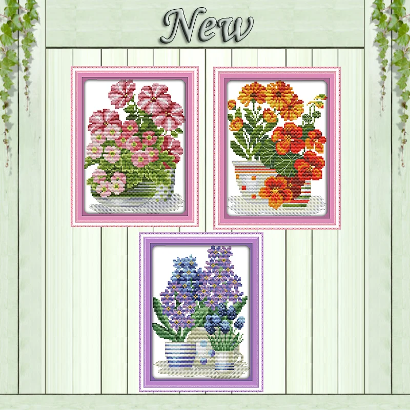 

Potted flower series Moth orchid diy painting counted print on canvas DMC 11CT 14CT Cross Stitch kits embroidery needlework Sets