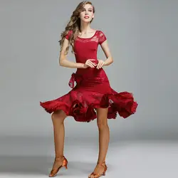 Взрослый костюм для латиноамериканских танцев, шелковая юбка для латинских танцев с бахромой, одежда для тренировок, новинка