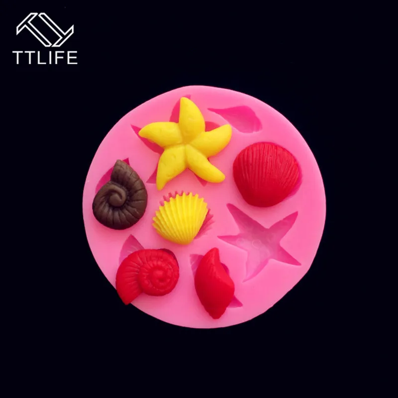 

TTLIFE Starfish Conch Shell Silicone Mold Marine Life Fondant Cake Decorating Tools Pastry Chocolate Baking Mould Kitchen Gadget