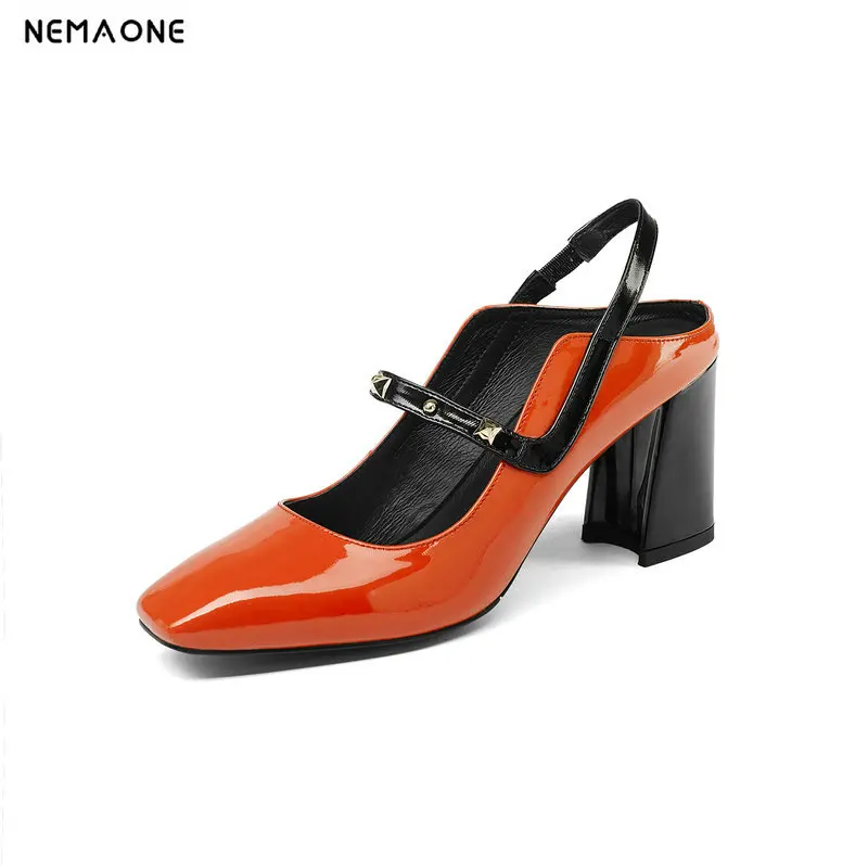 

NEMAONE New arrival womens high heel shoes summer slingbacks shoes woman 8cm thick heels party shoes