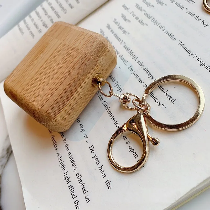 Pure Wood Bamboo для Airpod чехол Hoesjes наушники Беспроводная зарядка коробка для Airpods 2 брелок Брелок чехол