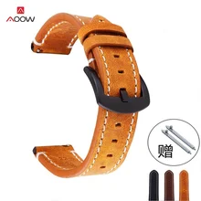 AOOW 20 мм 22 мм ремешок для часов из натуральной кожи ремешок для samsung gear S3 S2 Galaxy 42/46 мм активный для huawei Часы Браслет 18 мм