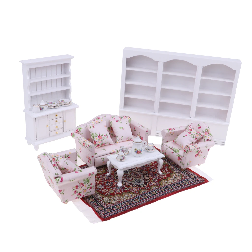 8 البنود 1/12 دمية أثاث مصغر أريكة خزانة مجلس الوزراء نموذج أطقم