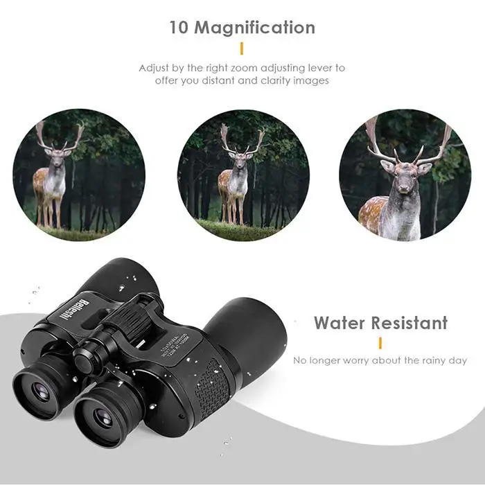 Бинокль 10x50 HD Vision Wide-угловая Призма складной 10X2,1 открытый для жизни водостойкий Путешествия Концерт