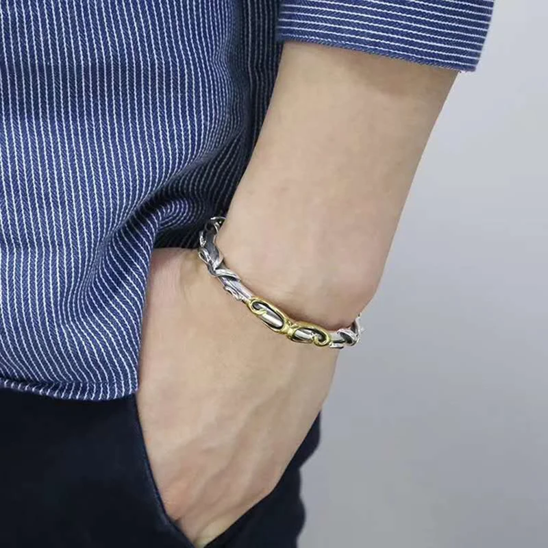 100% 925 Sterling Silver Wishful Hoop Bangles Bracelet for Men Women Fashion Golden Hoops Open Adjustable Jewelry Gifts | Украшения и
