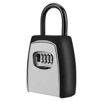 

Key Lock Box Wall Mounted Aluminum Alloy Key Safe Box Weatherproof 4 Digit Combination Key Storage Lock Box Indoor Outdoor #LR3