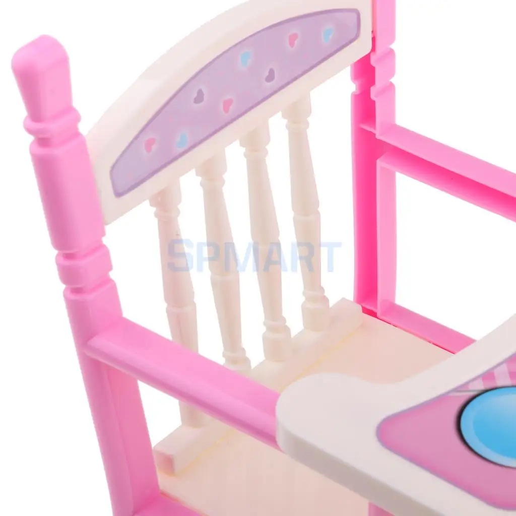 Pink Toddler Dining Chair Baby Doll High Chair Model for Reborn Girl Dolls Accessory Dollhouse Furniture Decor Toy