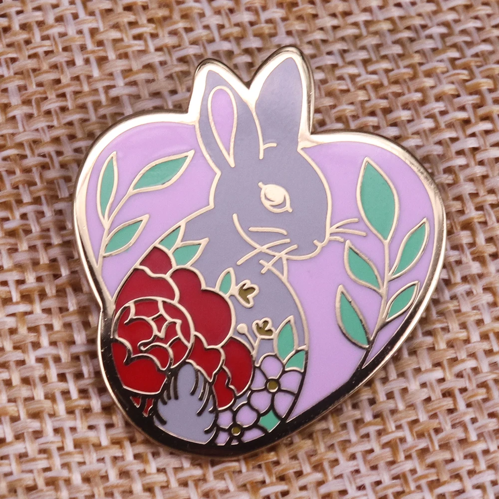 Hare rabbit pin badge bunny gift Spring brooch accessory woodland animal