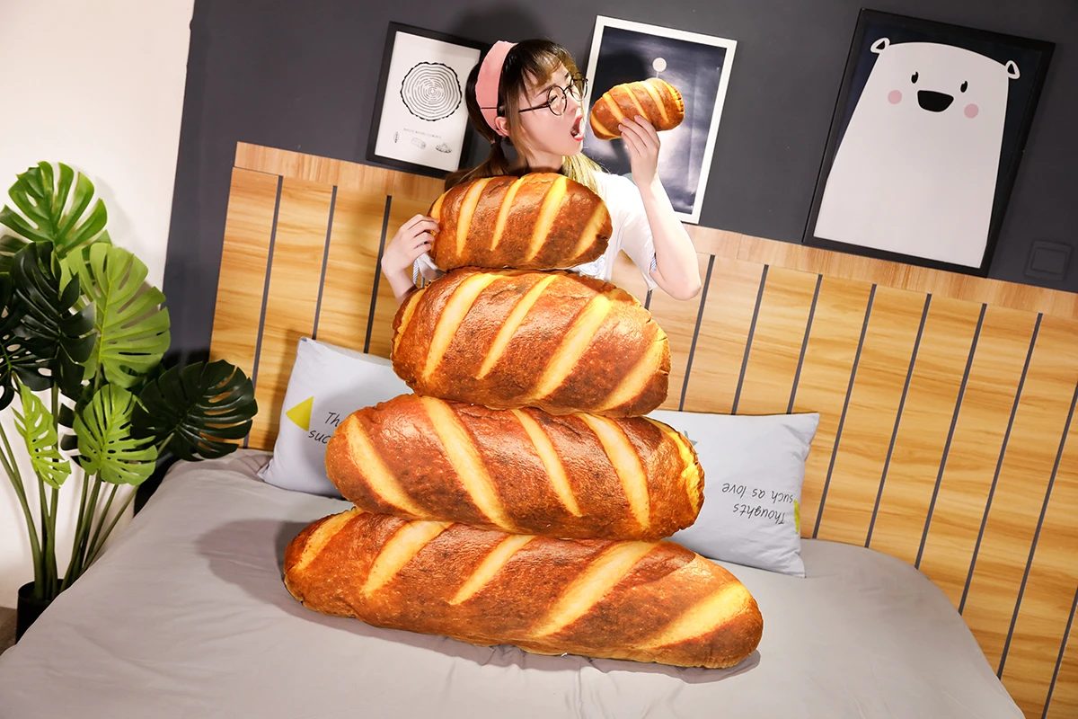 Масло Хлеб плюшевые завтраки подушки 3D печать Реалистичная свиная нить кунжута моющаяся Длинная Подушка-хлеб Декор реквизит 5 размеров