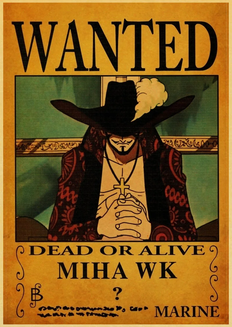 Японский Классический Аниме one piece Wanted Ретро плакат Обезьяна D Luffy Wanted винтажная настенная живопись стены комнаты художественные плакаты