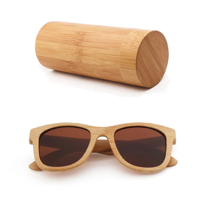 bamboo box Поляризационный очки в деревянной оправе мужские бамбуковые солнцезащитные очки женские брендовые дизайнерские для друзей Ретро де Сол masculino ручной работы с чехлом - Цвет линз: bamboo box