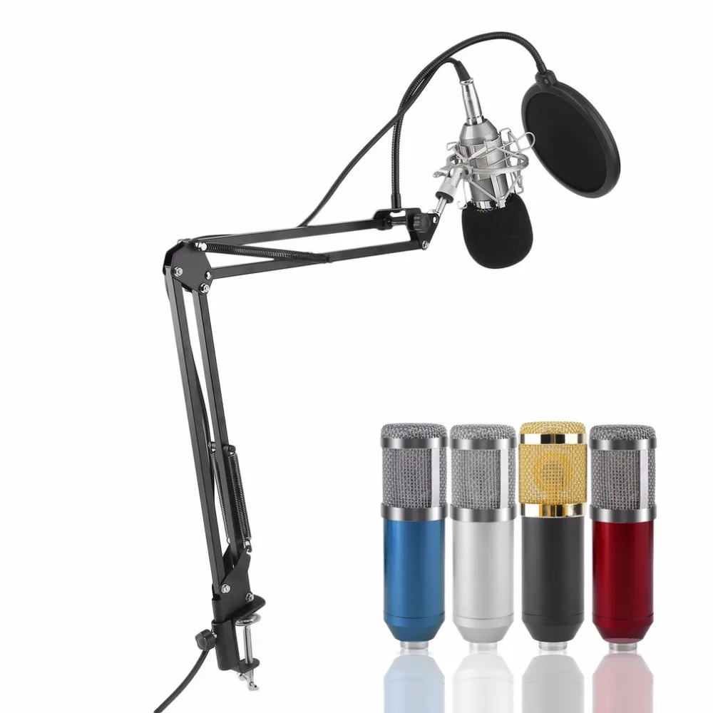 

BM-800 Microphone Set Capacitor Professional + Stand Holder Bracket + Adapter + Filter Complete + Anti-Shock Mount + Foam Cap