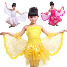 Новинка, платье для латинских танцев для девочек, детские крылья, сальса, Самба, танго, бальные костюмы для латинских танцев, платье для латинских танцев LD098