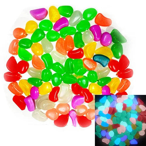 10 Stücke floureszierende Pebbles Kunststein Gehweg Aquarium Decor 7JVT