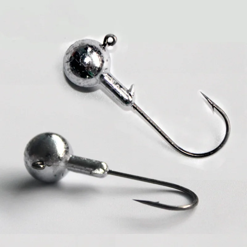 100pcs Lead Head Hook Jigs Bait Fishing Hooks For Soft Lure 1.5g 2g 3