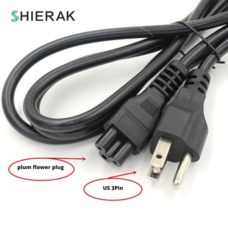 

SHIERAK 1.5M US Plug 3Pin AC Power Cord Plum Flower Interface 3*0.75mm Power Cord For Printer PC Display Screen