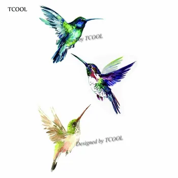 

HXMAN Watercolor Hummingbird Temporary Fake Tattoo Body Art Sticker Waterproof Hand Tattoo for Men Hot Design 9.8X6cm A-333