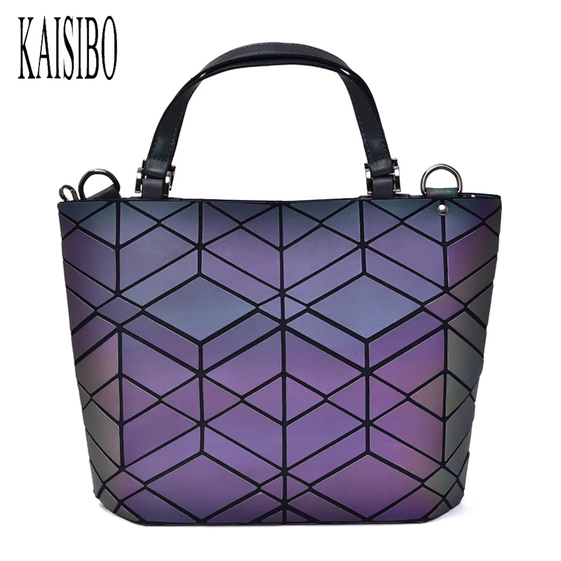 

Luminous Bag Women's Geometry Lattic Casual Totes Bag High Quilted Female Handbag Laser Plain Folding Ladies Handbags Bolsa