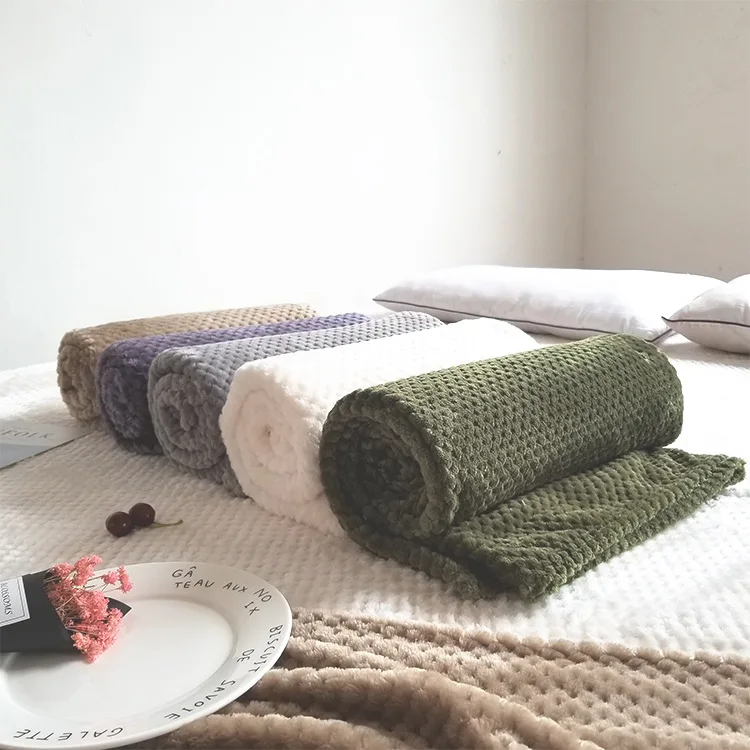 

Solid color mesh coral fleece blanket sofa bed blanket warm fluff blanket Office blanket,Big size Christmas decoration blanket