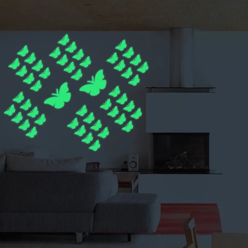 YRHCD ECO-friendly vinyl DIY Cute carton butterfly Luminous wall Sticker for Kids Room decor Minimalist Living decoration | Дом и сад
