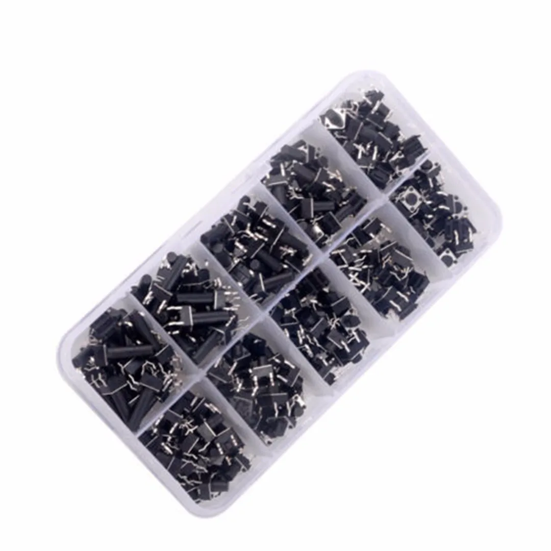 

200pcs/set Micro Push Button Switch Tactile 10 Value Momentary Tact Switch Assortment Set with Plastic Box