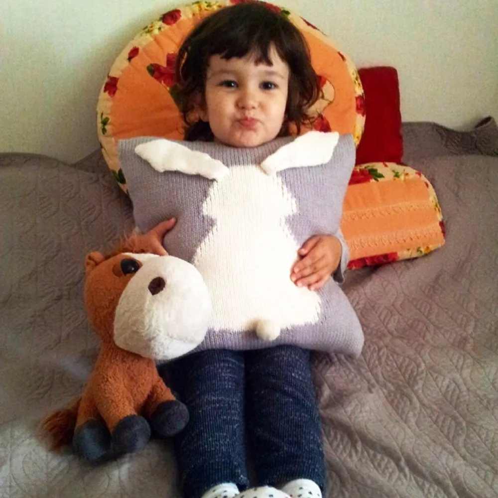 Adorável dos Desenhos Capa de Almofada do Bebê de Malha Travesseiro do Bebê Animados Coelho Crianças Cadeira Assento Sofá Cama Decorativa Fronha Fotografia Adereços 3d 21 Cheap Travesseiro