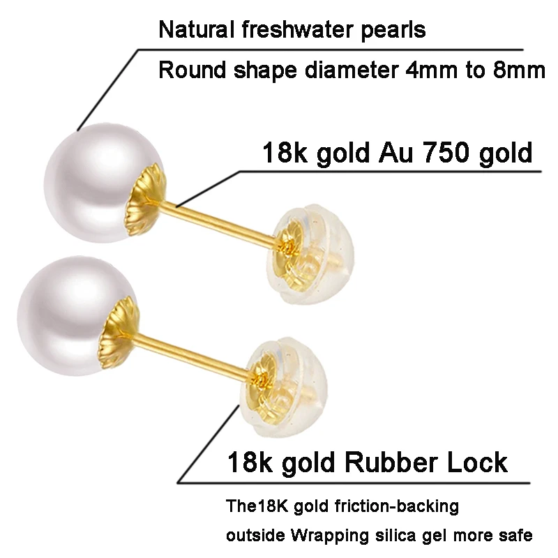 ED06 GOLD 18K STUD PEARL EARRINGS specification