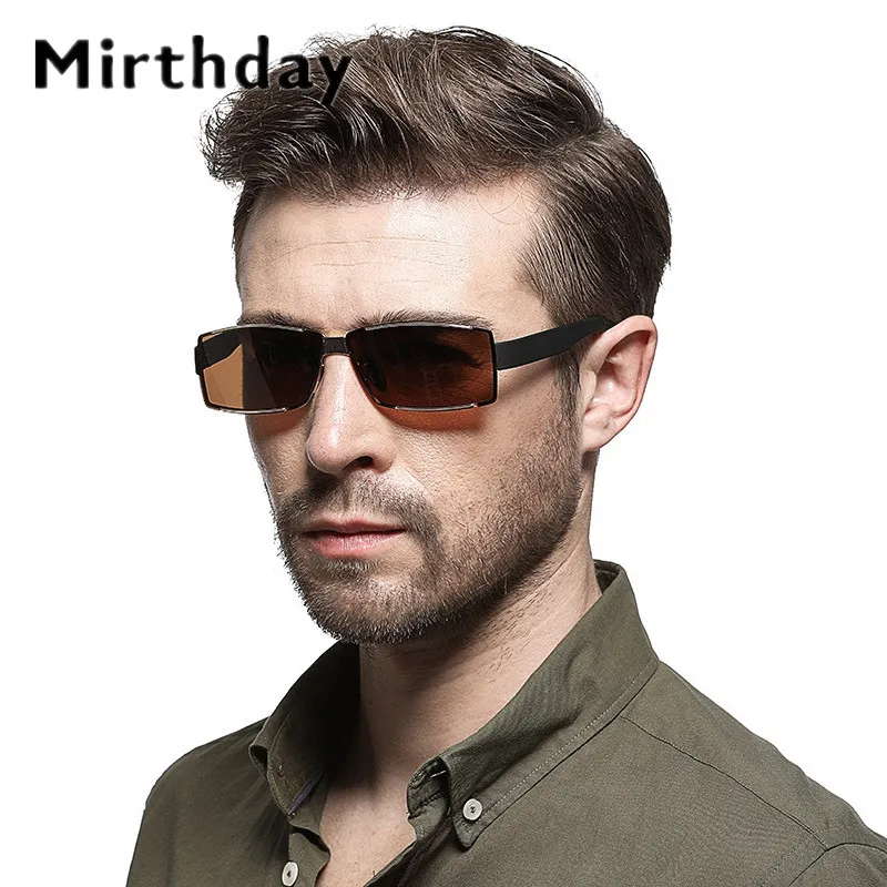 Mirthday квадратный оправы солнцезащитных очков Для Мужчин Поляризованные Солнцезащитные очки Мужчины Винтаж оттенки классический вождения очки Óculos De Sol UV400