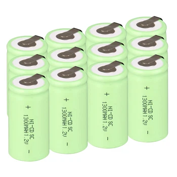 

UK Warehouse 12x Sub C SC 1.2V 1300mAh Battery Ni-Cd NiCd Rechargeable Batteries & Tap