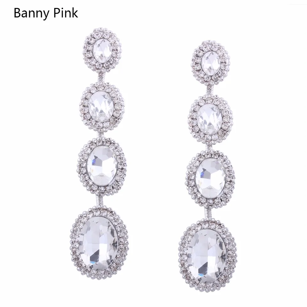 Elegant Crystal Statement Pendant Studs Earrings For Women Chunky layer