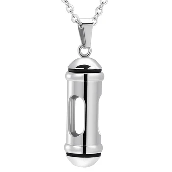 

IJD10022 Hollow Stainless Steel and Glass Cremation Memorial Necklace Keepsake Ashes Locket Urn Pendant Jewelry Necklace Funeral
