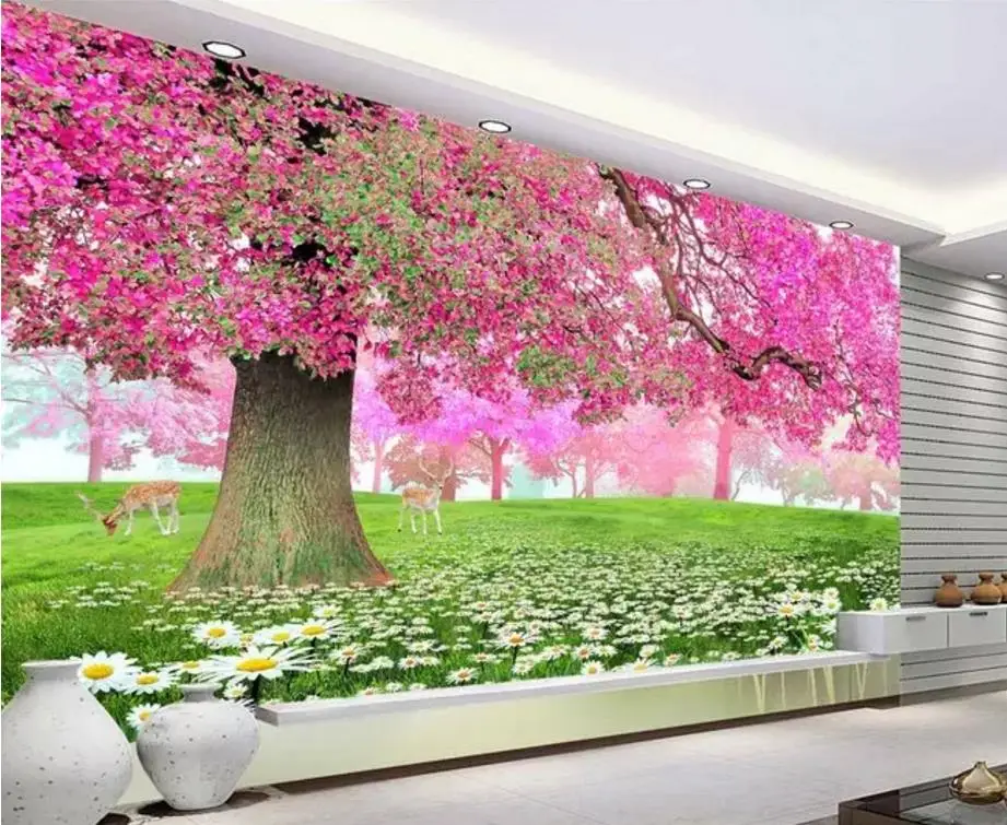 3D Wallpapers For Living Room romantic cherry blossoms Wall Murals Home