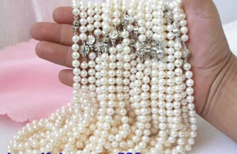 

FREE SHIPPING>@@> N2504 WOW 20 Pieces 17" 7-8mm round white freshwater pearl necklace