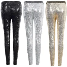 Сексуальные блестящие лосины с блестками женские модные обтягивающие Стрейчевые узкие брюки-карандаш с блестками модные вечерние эластичные леггинсы