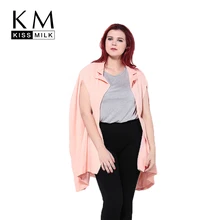 Kissmilk Plus Size 2017 Autumn Longline Blazer Solid Champagne Split Sleeve None Breasted Coat Loose  Blazer Large Size 3XL 6XL