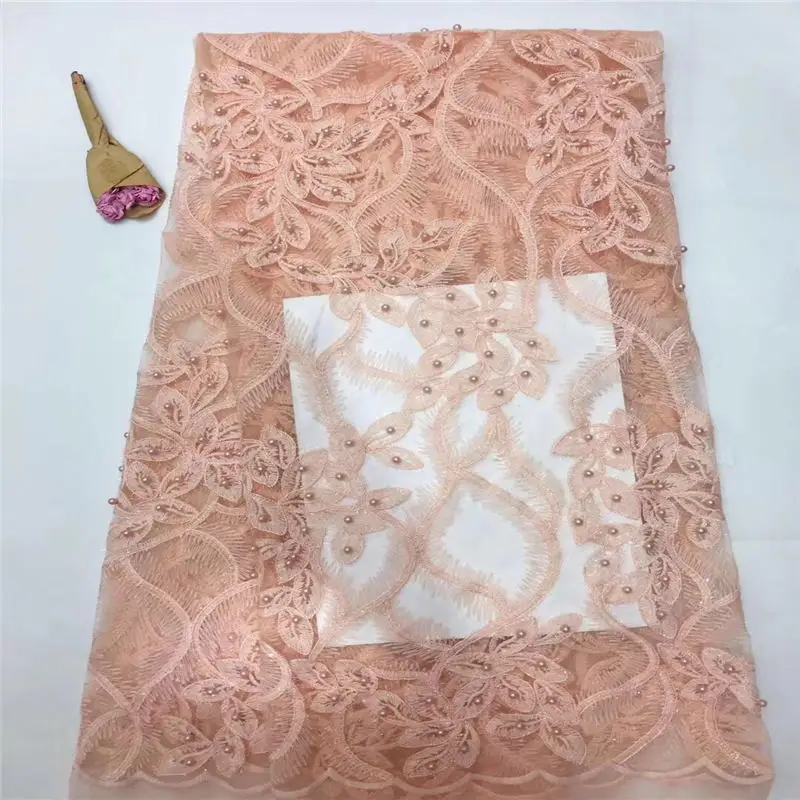 Sequins Beaded Embroidery Mesh Tulle Lace Fabric 2019 New Design Evening Dress France Africa Net Pink | Дом и сад