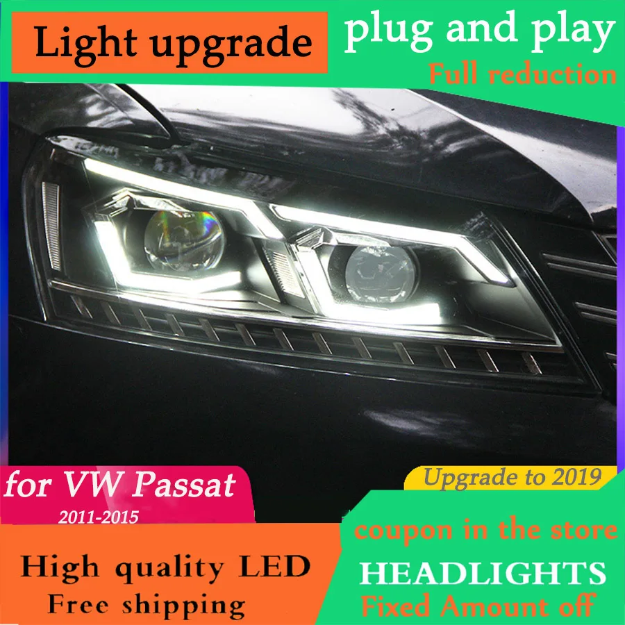 D-YL Car Styling for VW Passat B7 US Verson Headlights 2011- Upgrade For Passat B7 Headlight dynamic turn signal Hid