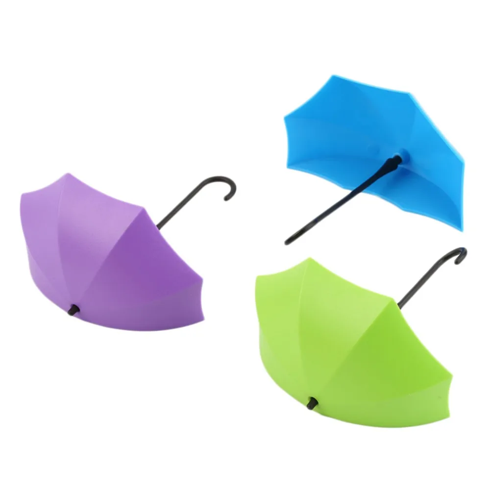 3 шт./лот держатели с зажимами в форме зонта милые самоклеющиеся настенные зажимы для ключей от двери школьный офисный липкий держатель