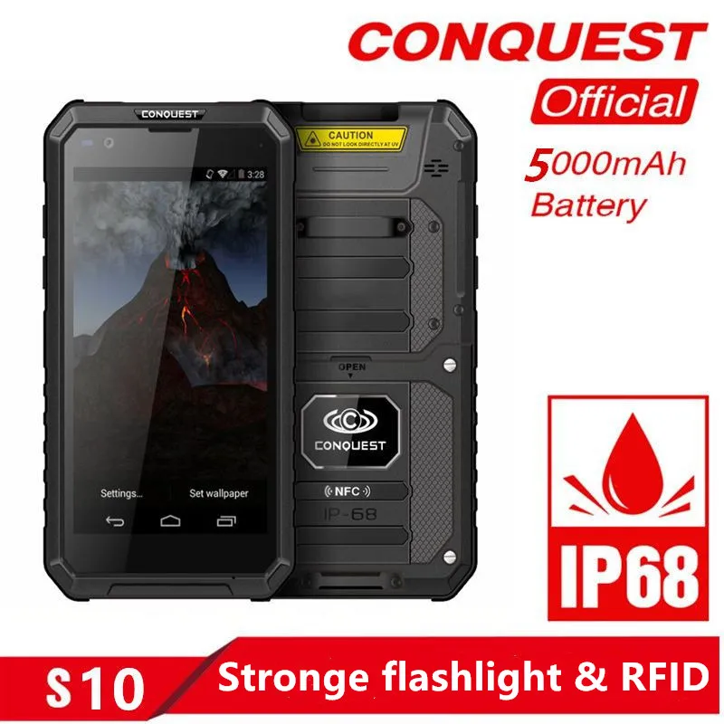 CONQUEST S10 IP68 радиостанция, устойчивый к повреждениям мобильный телефон добавить мощный фонарик/бар/qr-код/RFID/NFC и IoT Интеллектуальный