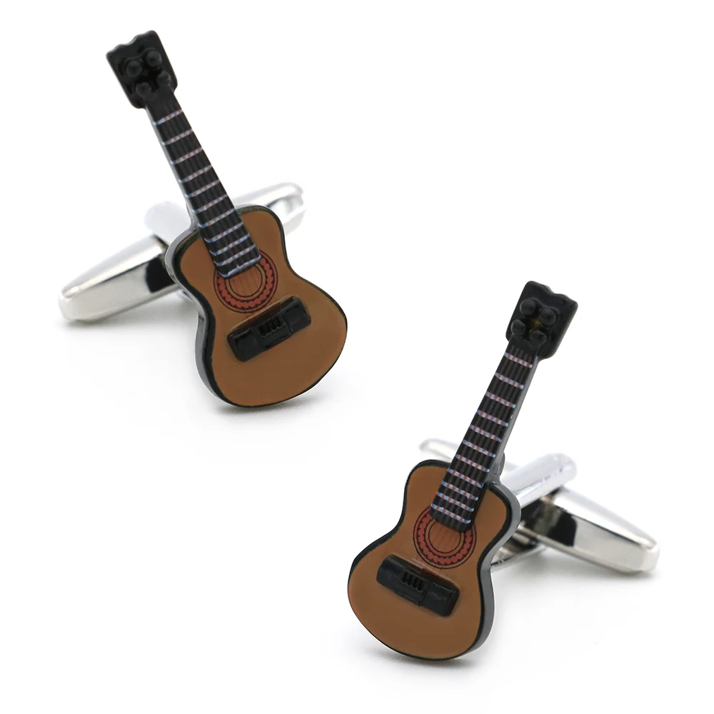 

Men's Guitar Cuff Links Copper Material Coffee Color