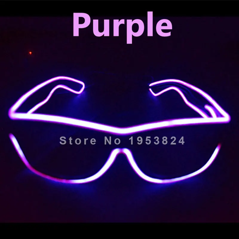 Purple 3 режима El Wire модное стекло es Неоновый мигающий светодиодный стеклянный светящийся затвор в форме светящиеся Классические игрушки для танцев DJ, Вечерние Маски Новинка - Цвет: Purple