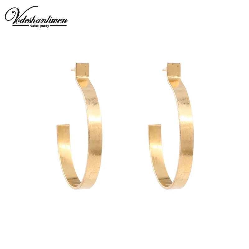 

Vodeshanliwen New Arrival Gold Hoop Earrings For Women Wedding Gifts Fashion Metal Maxi Statement Earrings Hot Jewelry Wholesale