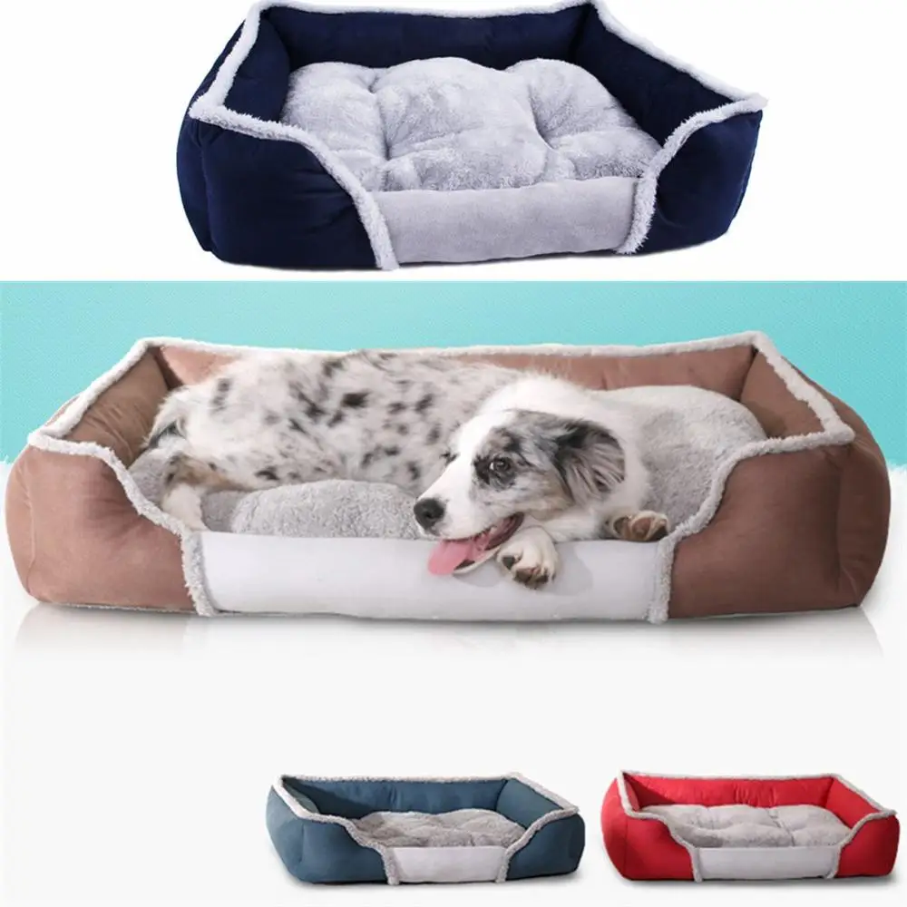Кровать для собаки, коврик для дома, теплый зимний домик для питомца, собачья полосатая кровать с питомником для маленьких, средних и больших собак, плюшевое уютное гнездо